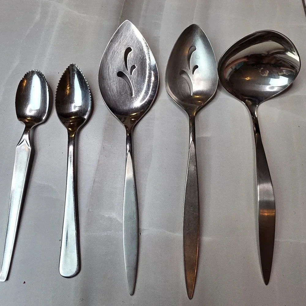 Vintage Norpro & SRI Cortina Japan Stainless Serving Set Ladle Slotted Spoons A3